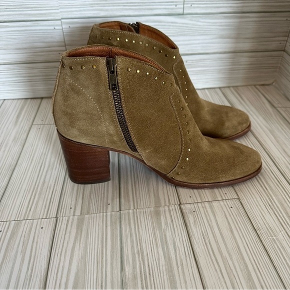 Frye ankle Tan Suede Studded Nora Side Zip women’s Booties - Picture 11 of 15